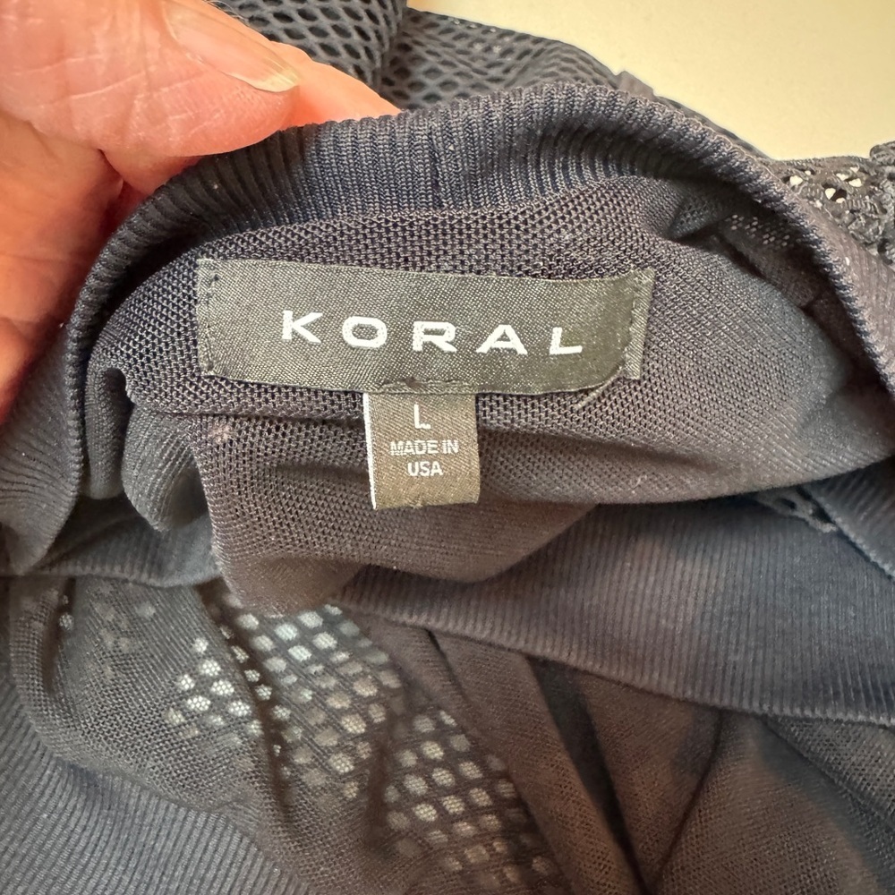 Koral Sofia Mesh Long Sleeve Top Dark Navy Athletic Pullover Size Large Made in - Picture 3 of 15